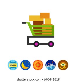 Shopping cart with boxes icon
