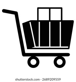 Shopping cart with boxes inside commercial retail online store concept