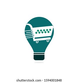Shopping cart bulb shape concept vector logo design. Shopping logo design. On-line shopping app icon.
