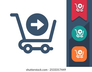 Carrito de compras Con Botón, Icono De Comercio Electrónico. Profesional, ícono de píxel perfecto. Formato EPS 10.