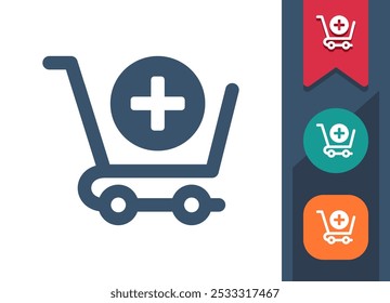 Shopping Cart With Button, E-Commerce Icon. Professional, pixel perfect icon. EPS 10 format.