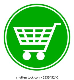 Shopping cart button on white background. Vector illustration.