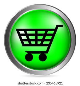 Shopping cart button on white background. Vector illustration.