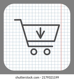 Shopping cart, buy simple icon vector. Flat design. On graph paper. Grey background.ai