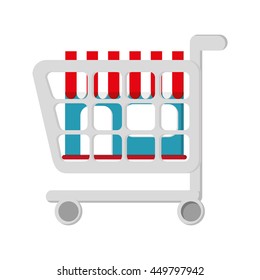 shopping cart buy store icon isolated vector illustration