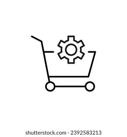 Shopping Cart by Gear Simple Outline Icon. Suitable for books, stores, shops. Editable stroke in minimalistic outline style. Symbol for design 