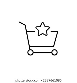 Shopping Cart by Star Vector Icon for Shops and Stores. Suitable for books, stores, shops. Editable stroke in minimalistic outline style. Symbol for design 