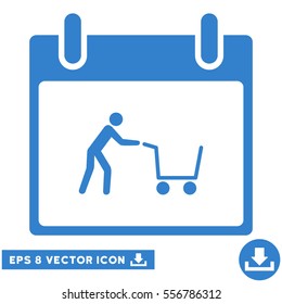 Shopping Cart Calendar Day icon. Vector EPS illustration style is flat iconic symbol, cobalt color.