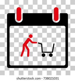Shopping Cart Calendar Day icon. Vector illustration style is flat iconic bicolor symbol, intensive red and black colors, transparent background. Designed for web and software interfaces.