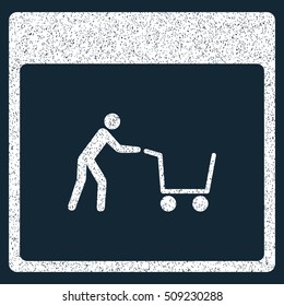 Shopping Cart Calendar Page grainy textured icon for overlay watermark stamps. Flat symbol with scratched texture.