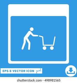 Shopping Cart Calendar Page icon. Vector EPS illustration style is flat iconic symbol, white color.