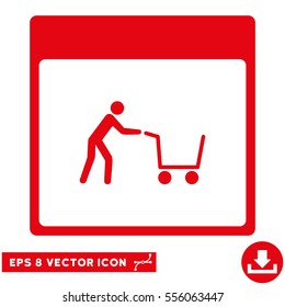 Shopping Cart Calendar Page icon. Vector EPS illustration style is flat iconic symbol, red color.