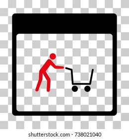 Shopping Cart Calendar Page icon. Vector illustration style is flat iconic bicolor symbol, intensive red and black colors, transparent background. Designed for web and software interfaces.