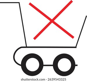Shopping Cart Cancel Icon Vector for E-Commerce Order Rejection, Failed Checkout, or Remove from Cart Notification UI Design