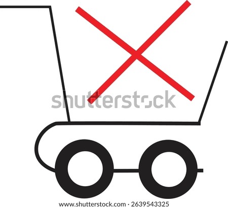 Shopping Cart Cancel Icon Vector for E-Commerce Order Rejection, Failed Checkout, or Remove from Cart Notification UI Design