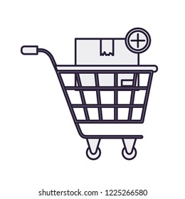 shopping cart with cardboard box