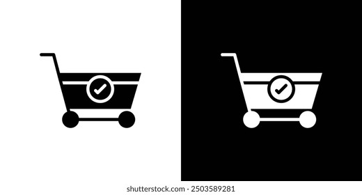 Shopping cart check icon Flat vector set outline