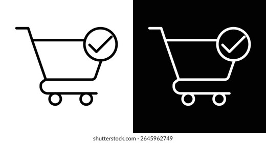 Shopping cart check icon Flat style logo vector. perfect for UI designs