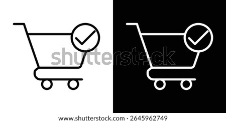 Shopping cart check icon Flat style logo vector. perfect for UI designs