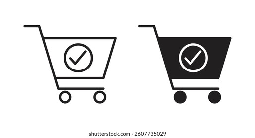 Shopping cart check icons vectors graphic designs