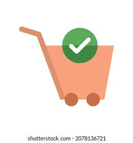 carros de compras y marca de verificación ilustración de vector clipart plana