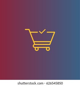 Shopping cart and check mark icon. Confirmed shopping symbol