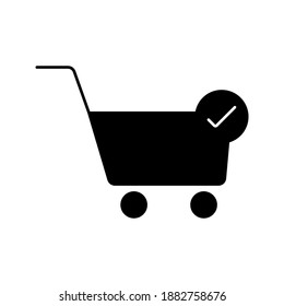 Shopping Cart and Check Mark Icons. Trending design styles. Flat design style
