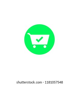 shopping cart with check mark. vector illustration
