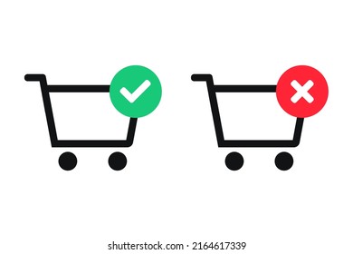 Shopping cart with check mark. Vector illustration