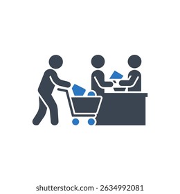 Shopping Cart Checkout Counter Icon Isolated On White Background