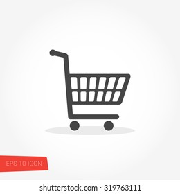 Shopping Cart, Checkout Isolated Flat Web Mobile Icon / Vector / Sign / Symbol / Button / Element / Silhouette