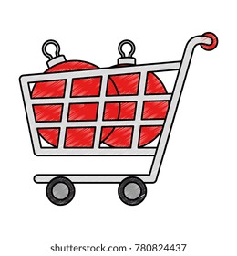 shopping cart with christmas balls