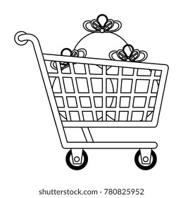 shopping cart with christmas balls