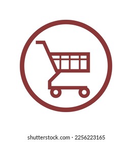 Einkaufswagen im Kreis einzeln auf Weiß. Vektorgrafik des Online-Shopping-Symbols. Lieferkonzept