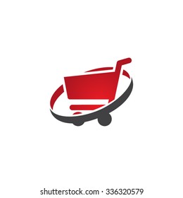 Shopping Cart Circle Swoosh Icon Logo