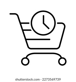 shopping cart with clock and timer icon vector