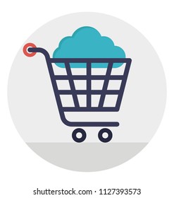 A shopping cart with cloud in it, cloud shopping cart