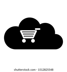 Shopping cart and cloud on white