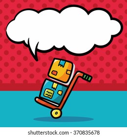 shopping cart color doodle, speech bubble