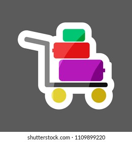 Shopping cart  colored sticker. Vector  icon - trolley for goods shows the presence of a store, hypermarket, outlet. Layers grouped for easy editing illustration.  For your design. 
