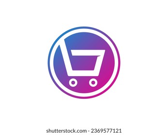 shopping cart colorful logo design. trolley vector logo icon design template