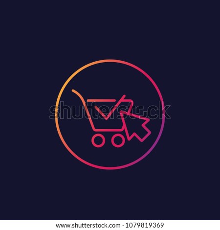 shopping cart, completed order, e-commerce, vector linear icon