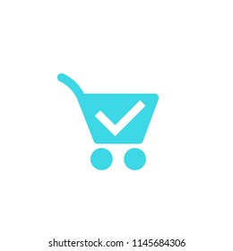 shopping cart, completed order icon on white svg