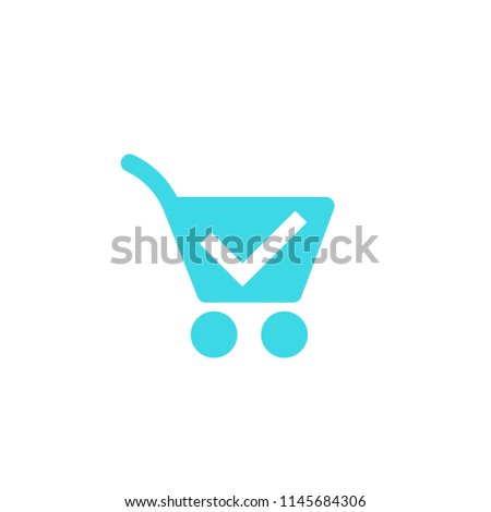 shopping cart, completed order icon on white