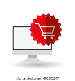 shopping cart and computer design , vector illustration