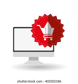 shopping cart and computer design , vector illustration