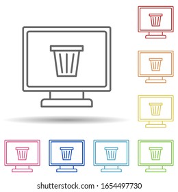 Shopping cart in computer line in multi color style icon. Simple thin line, outline vector of virus antivirus icons for ui and ux, website or mobile application