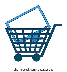 shopping cart with computer screen