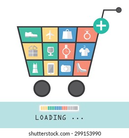 Shopping cart concept in flat design