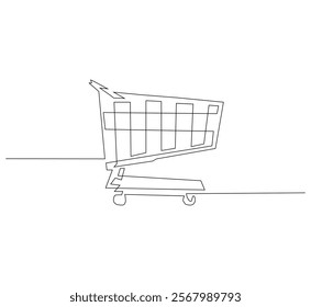 Shopping cart continuous line. Continuous one line drawing trolly. Black, friday concept. Single line drawing